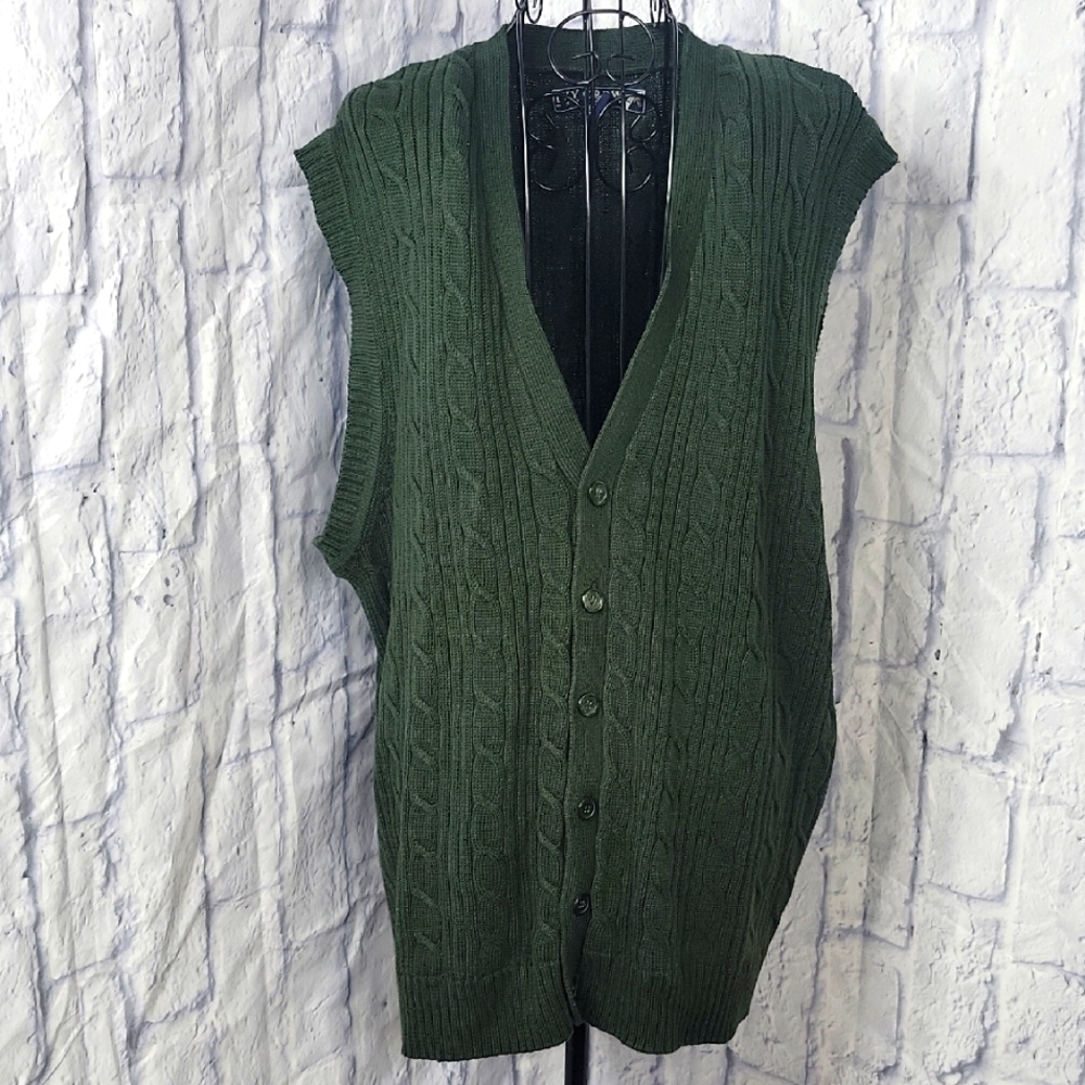 Green Cable Knit Vest XL‎